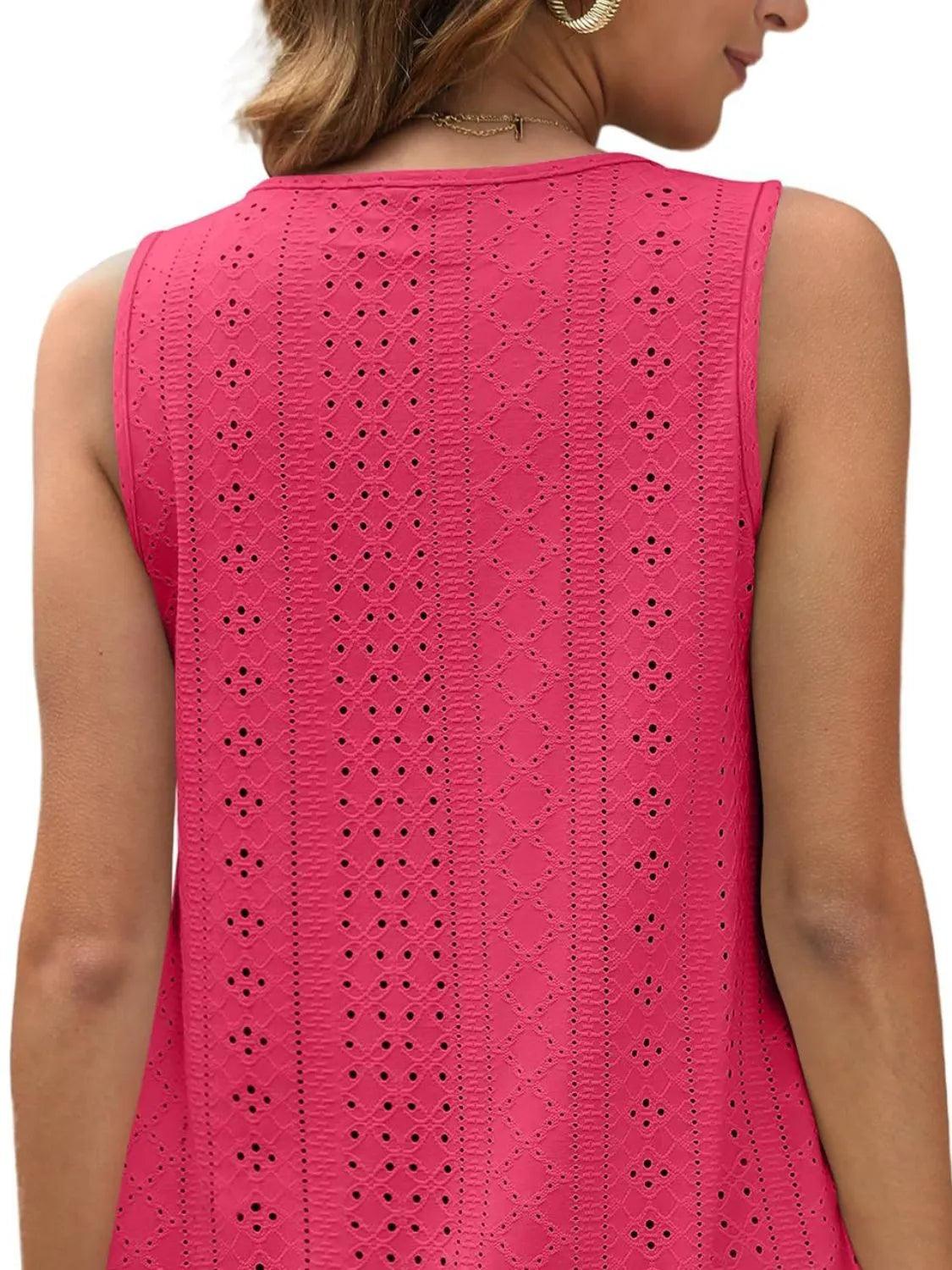 Eyelet Scoop Neck Tank - cas7m