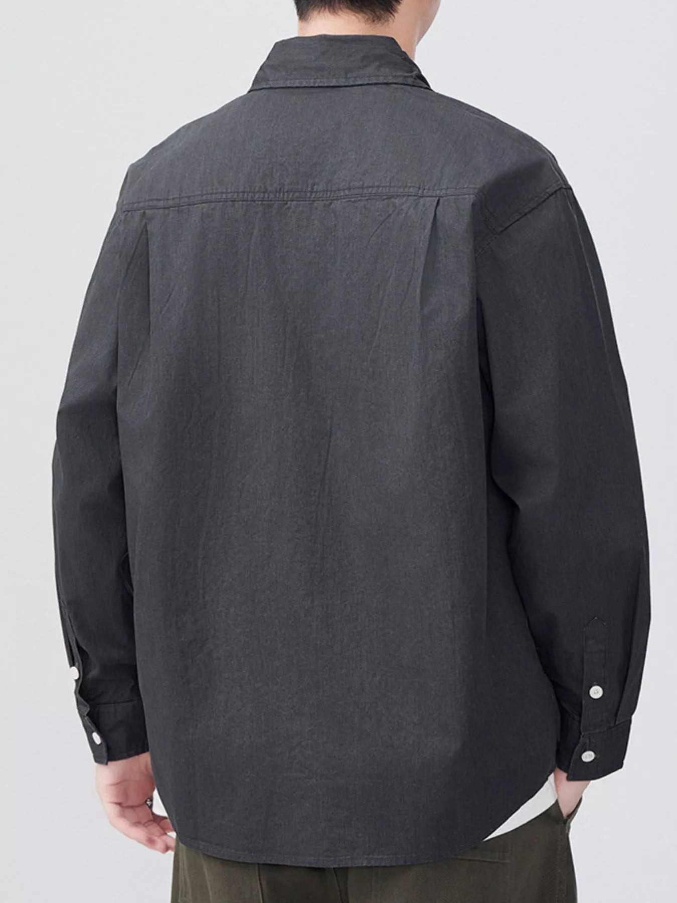 Men's Plus Size Button Up Long Sleeve Shirt - cas7m