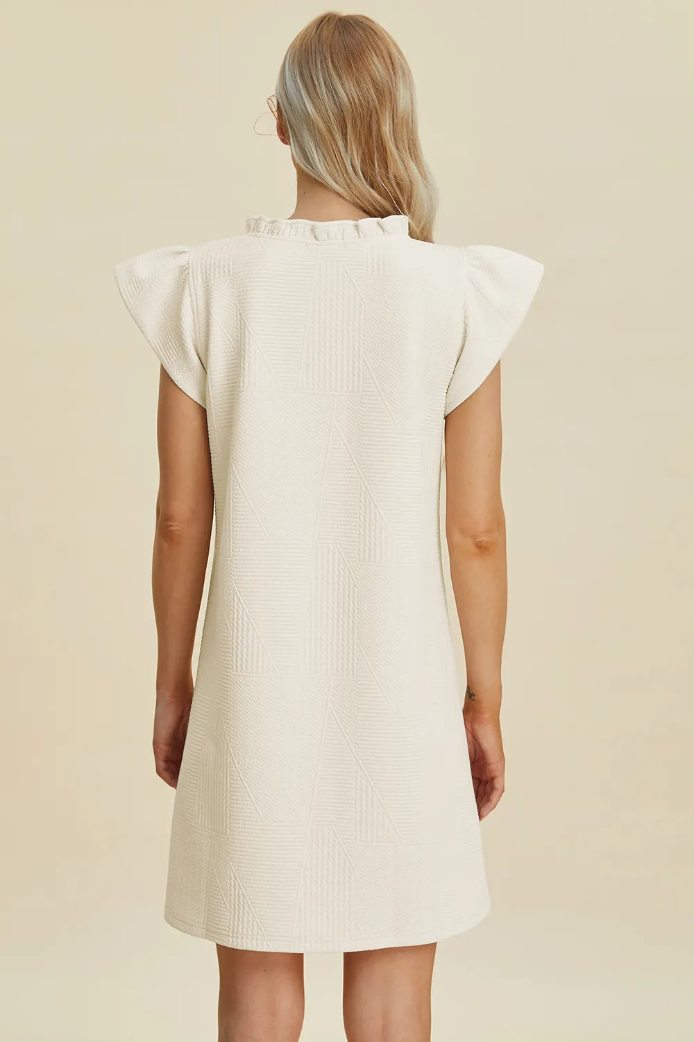 Double Take Full Size Ruffled V-Neck Cap Sleeve Dress - cas7m