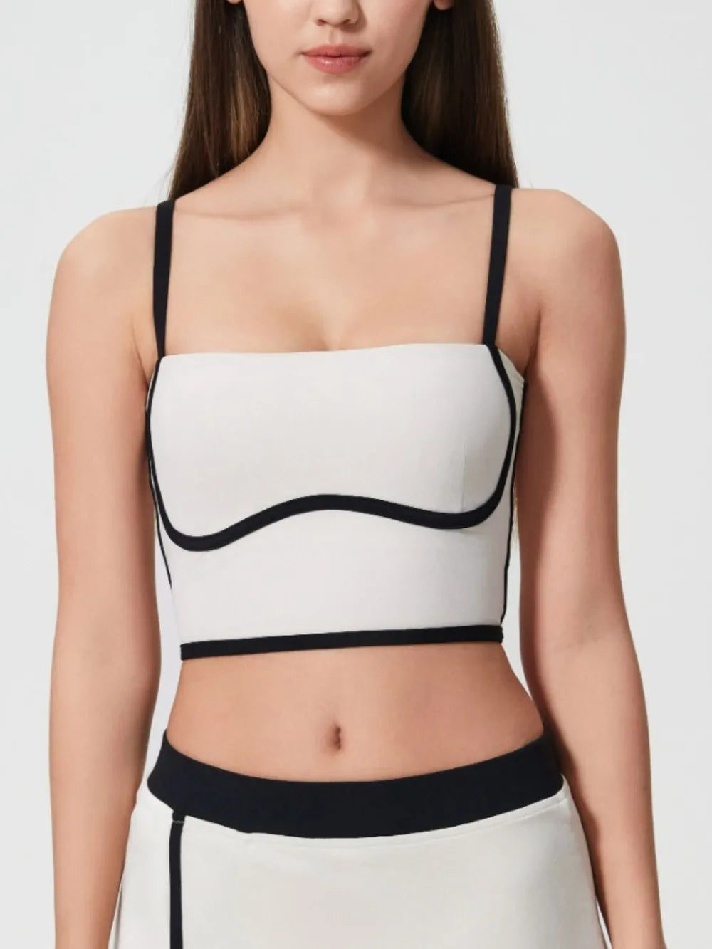 Millennia Contrast Trim Square Neck Active Cami with Detachable Chest Pads - cas7m