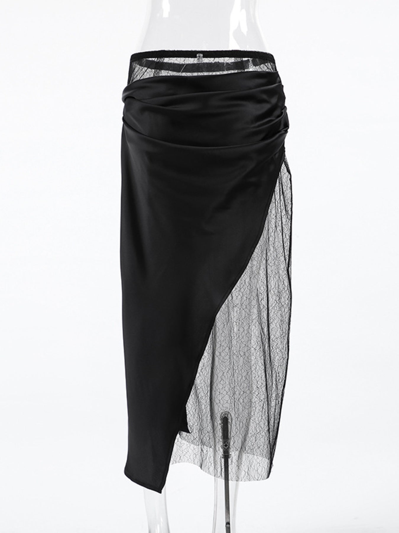 Lace Panel Midi Skirt - cas7m