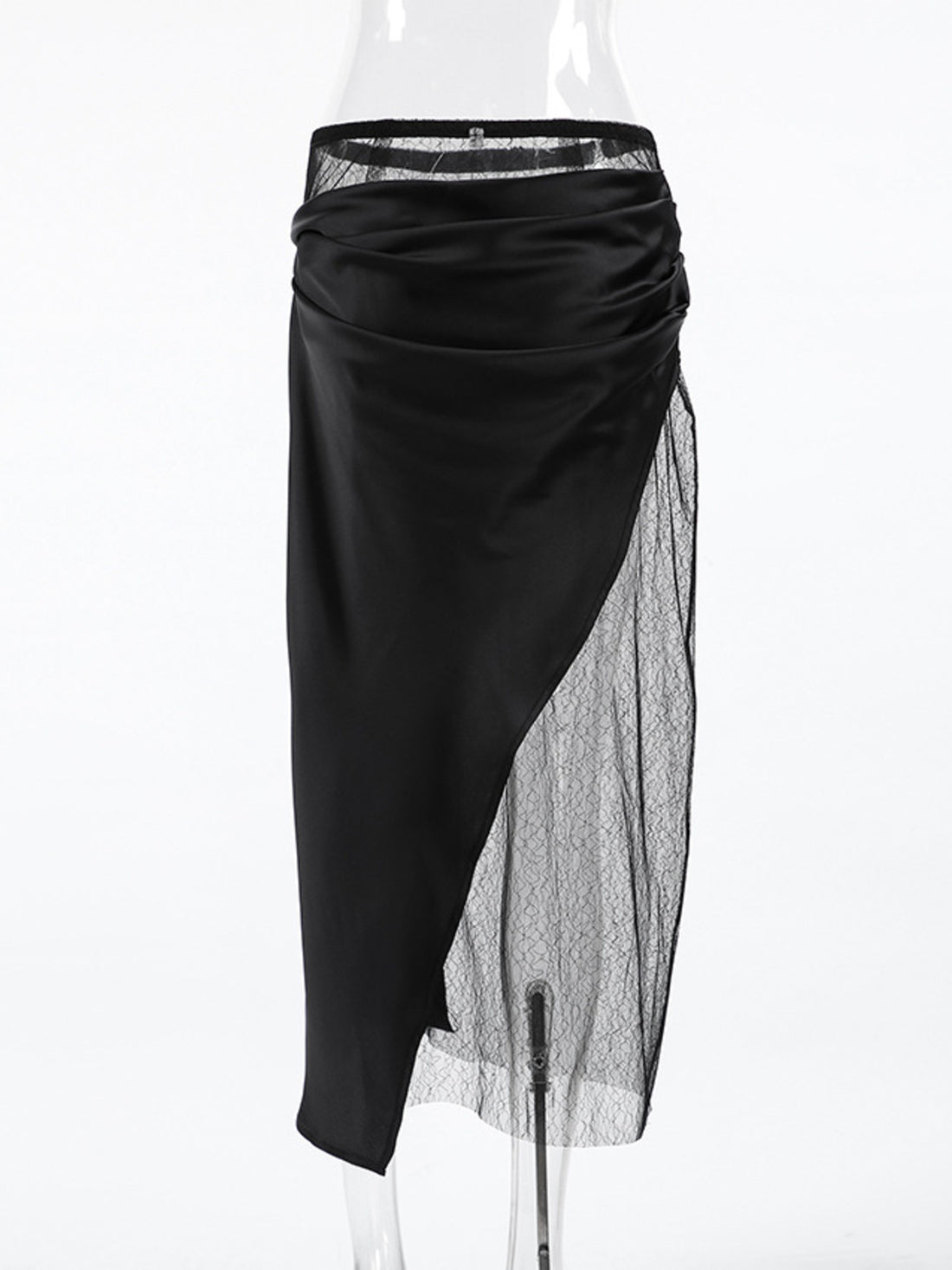 Lace Panel Midi Skirt - cas7m