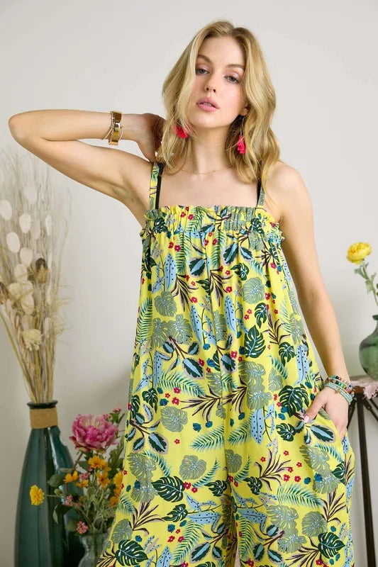 ADORA Elastic Detail Tropical Jumpsuit - cas7m