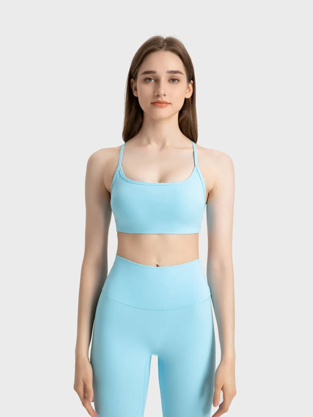 Millennia Crisscross Back Scoop Neck Active Cami with Detachable Chest Pads - cas7m