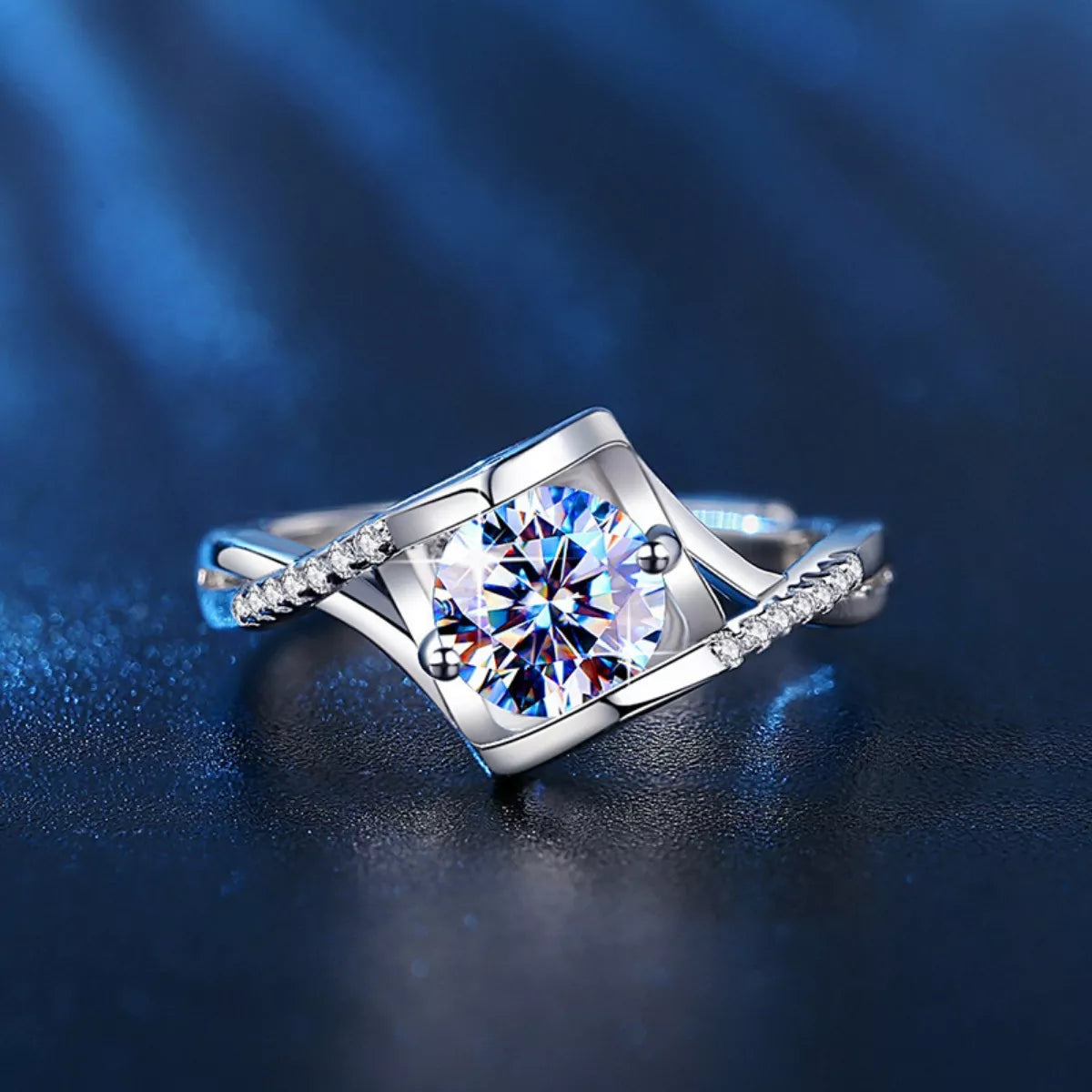 1 Carat 925 Sterling Silver Moissanite Ring - cas7m