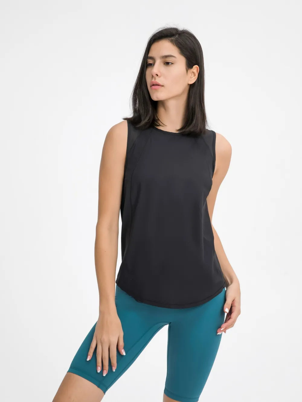 Millennia Cutout Back Round Neck Active Tank - cas7m