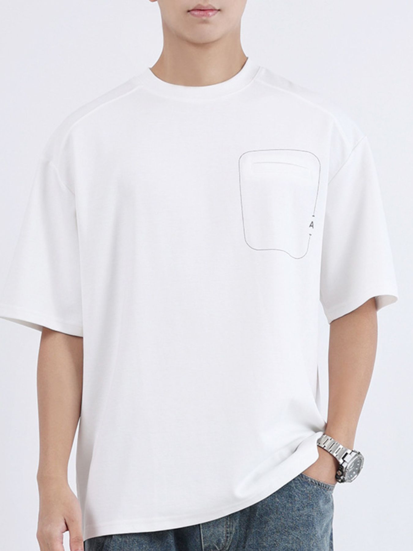 Men's Plus Size Round Neck Half Sleeve T-Shirt - cas7m