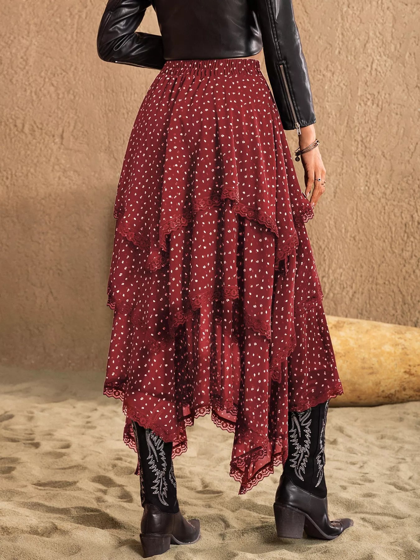Lace Detail Layered Skirt - cas7m