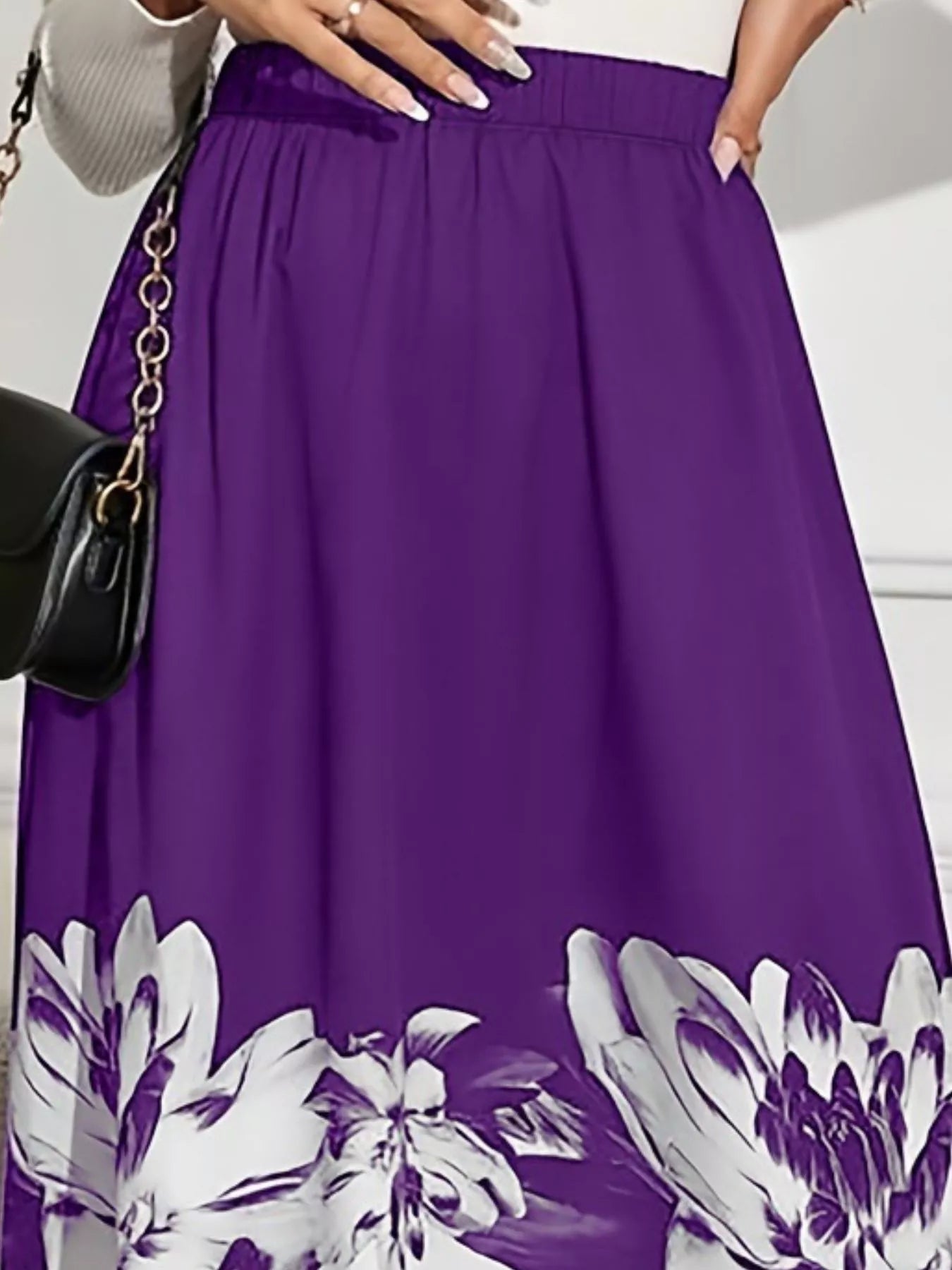 Floral Print A-Line Midi Skirt - cas7m