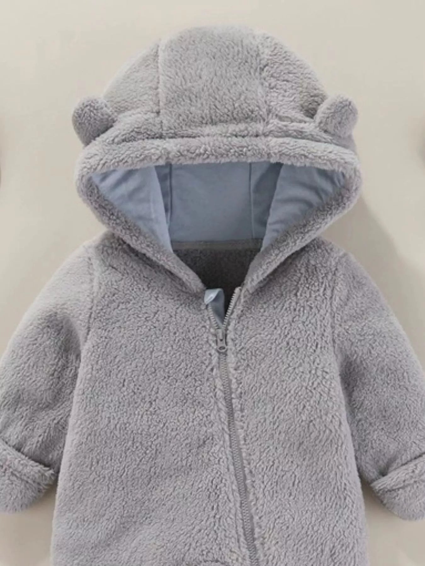 Children's Cozy Bear Hooded Fleece One-Piece - cas7m