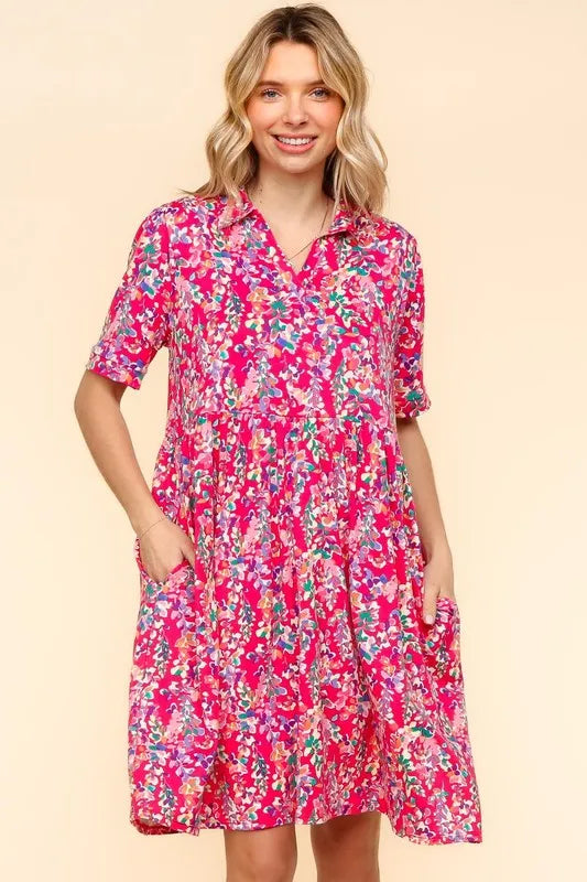 Haptics Johnny Collar Babydoll Dress with Side Pockets - cas7m