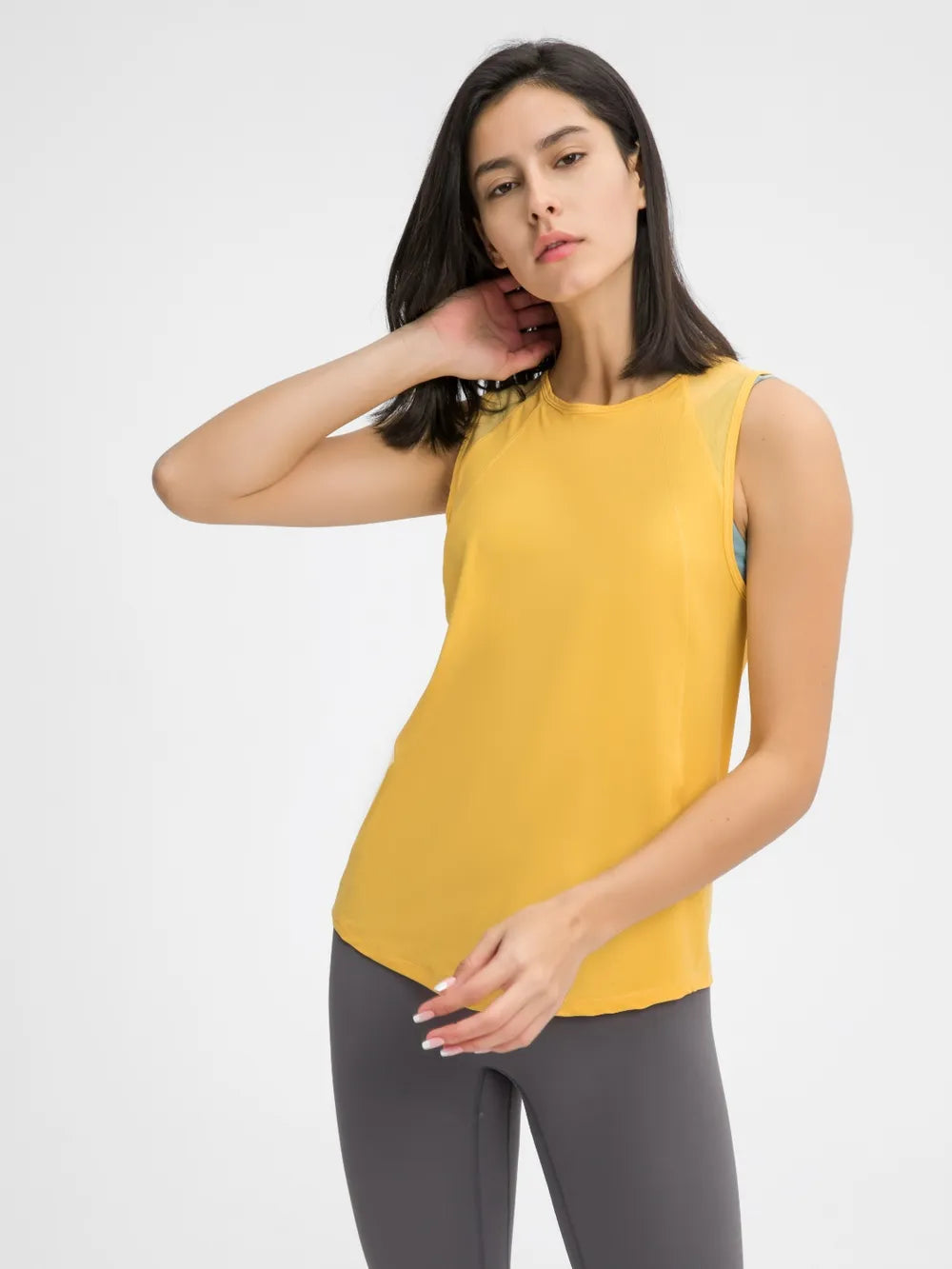 Millennia Cutout Back Round Neck Active Tank - cas7m