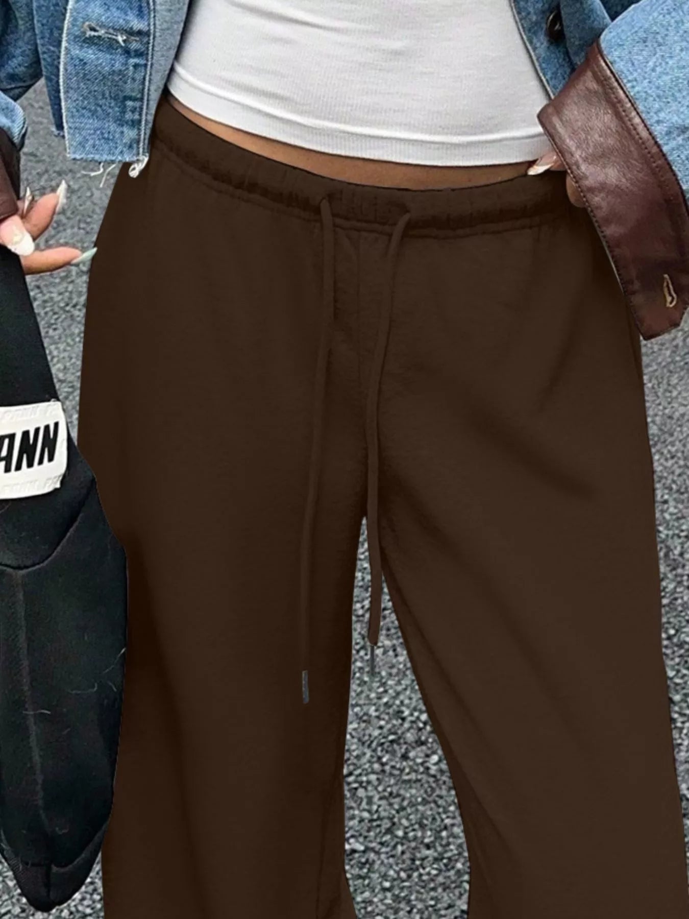 Wide Leg Drawstring Sweatpants - cas7m