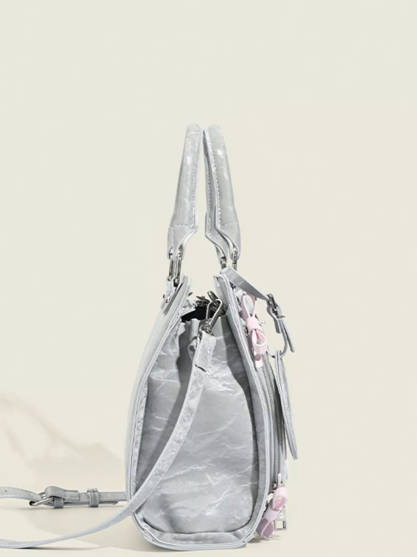 Clear Window Crossbody Bag with Bow Accents - cas7m