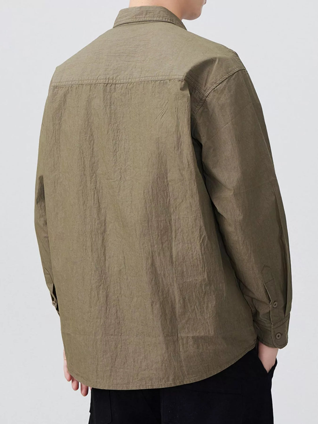 Men's Plus Size Button Up Long Sleeve Shirt - cas7m