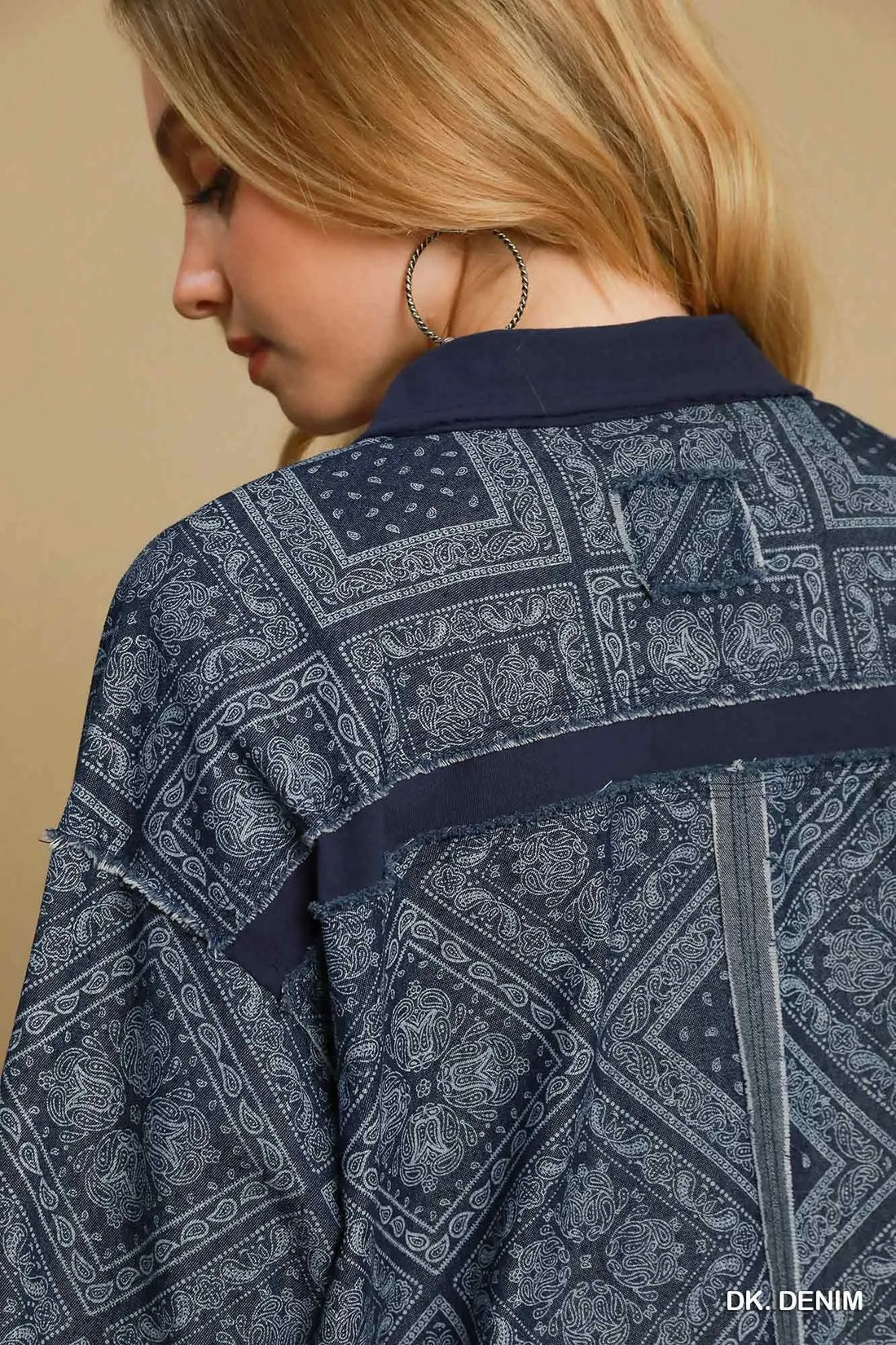 Umgee Paisley Print Denim Shirt Jacket - cas7m