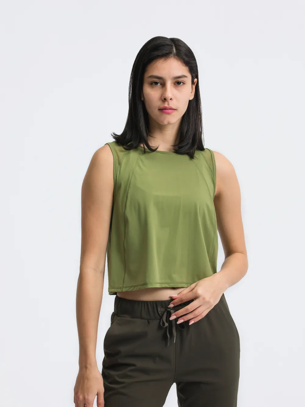 Millennia Round Neck Cropped Active Tank - cas7m