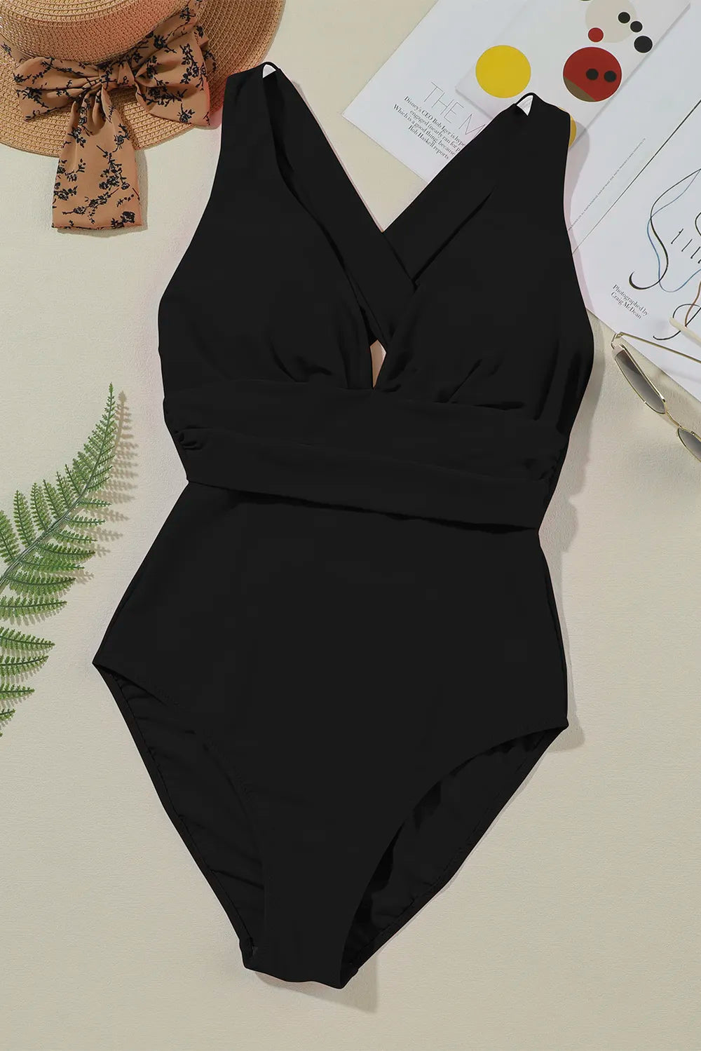 Crisscross Wide Strap One-Piece Swimwear - cas7m