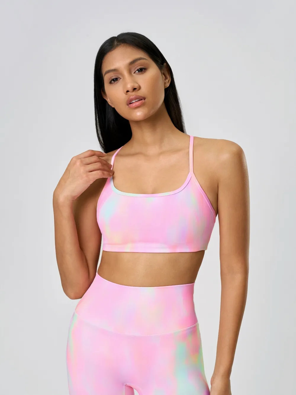 Millennia Crisscross Back Scoop Neck Active Cami with Detachable Chest Pads - cas7m