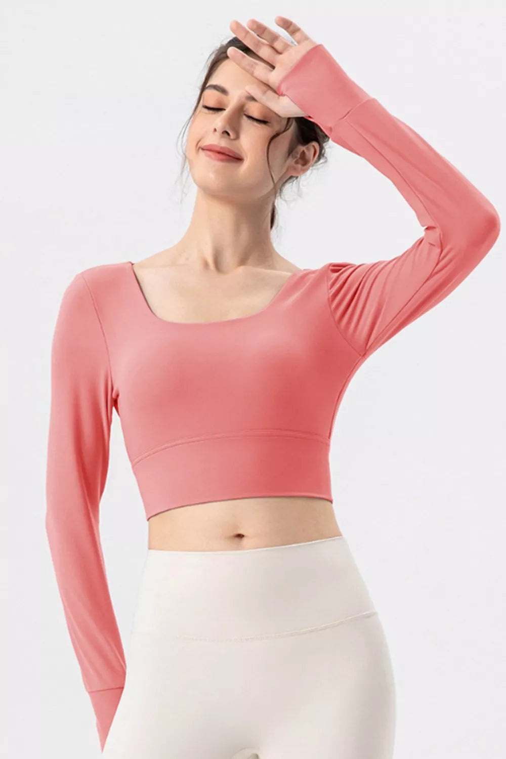 Square Neck Crisscross Active T-Shirt - cas7m