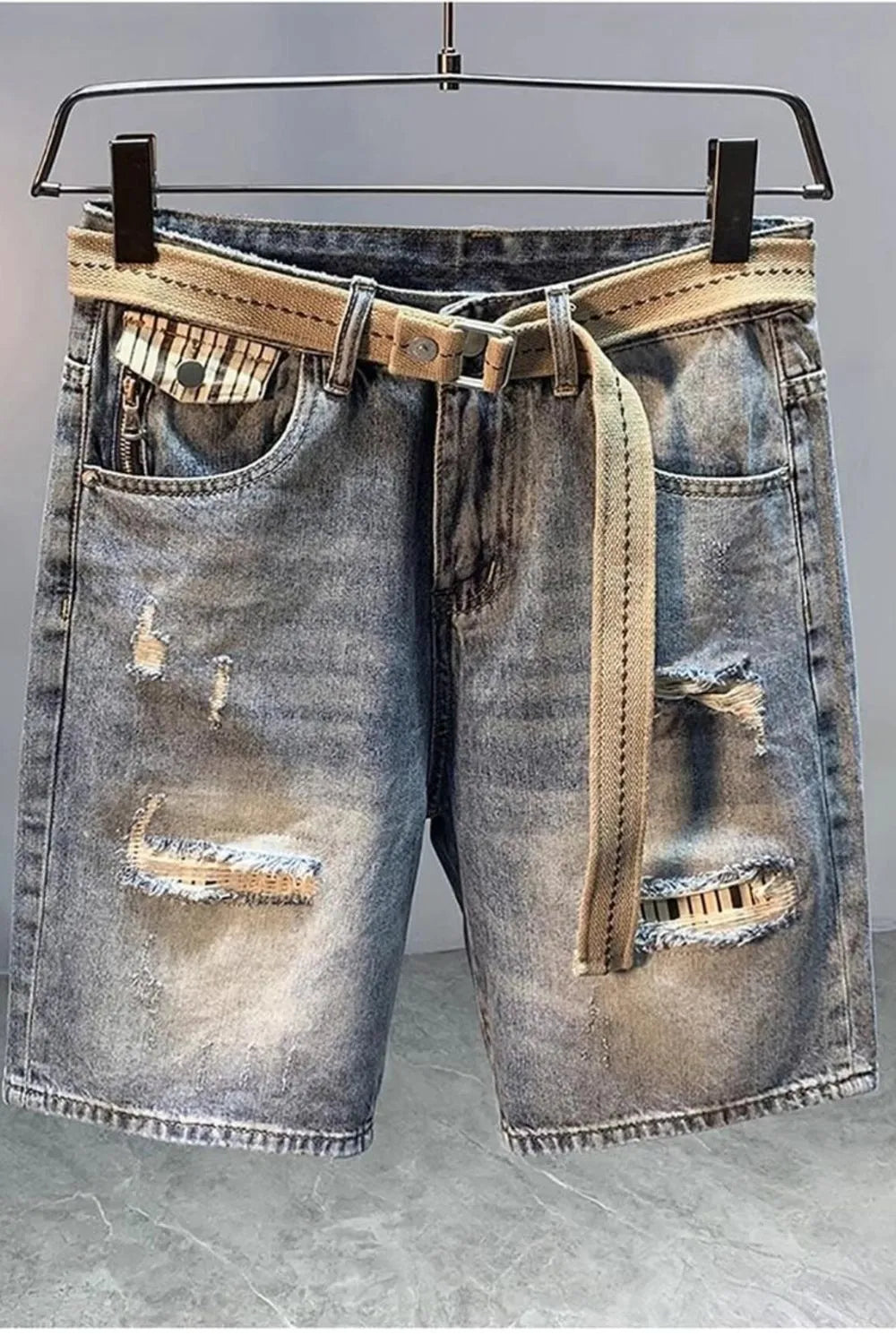 Men's Distressed Denim Shorts - cas7m