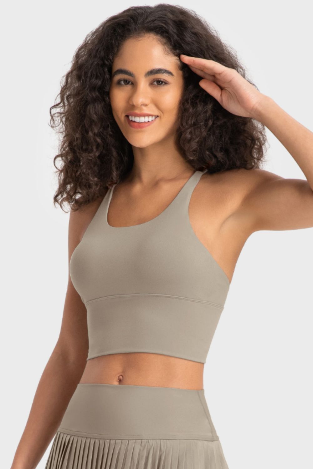 Sporty Yoga Cutout Crisscross Top with Removable Padding - cas7m