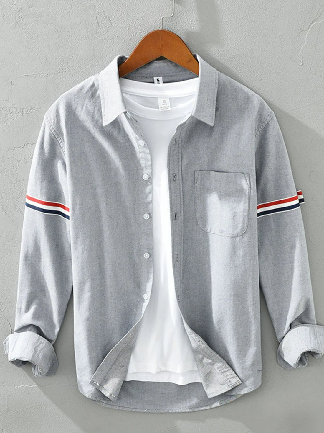 Men's Plus Size Long Sleeve Button-Up Shirt - cas7m