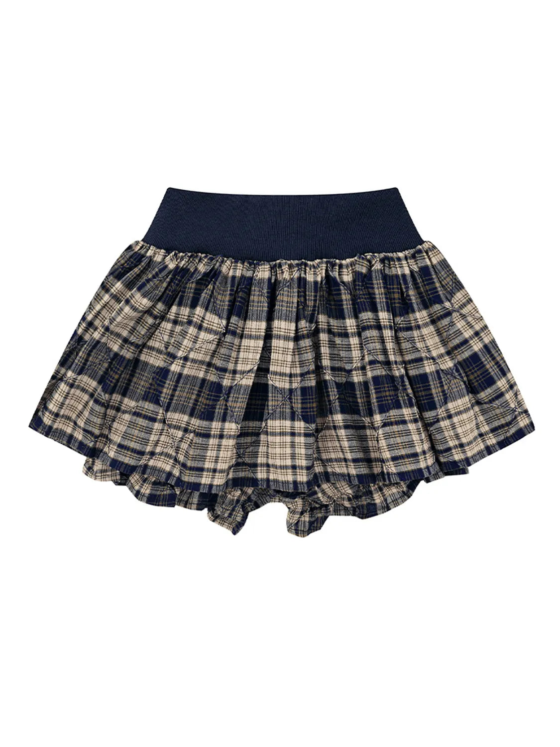 Drawstring Plaid Skort - cas7m