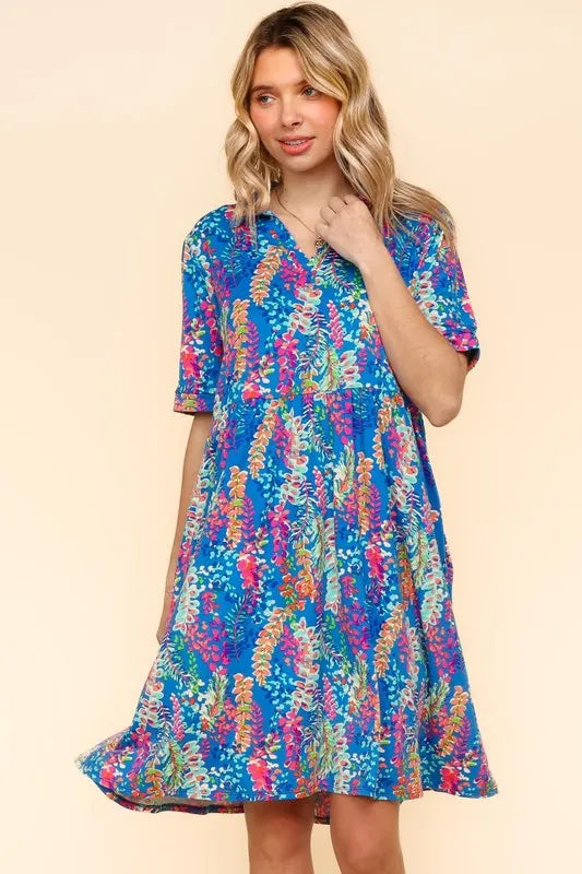 Haptics Johnny Collar Babydoll Dress with Side Pockets - cas7m