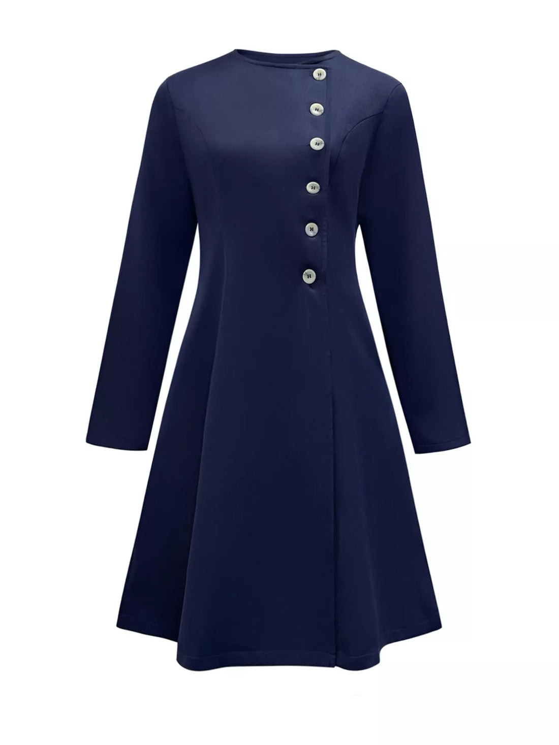 Button-Front A-Line Dress - cas7m