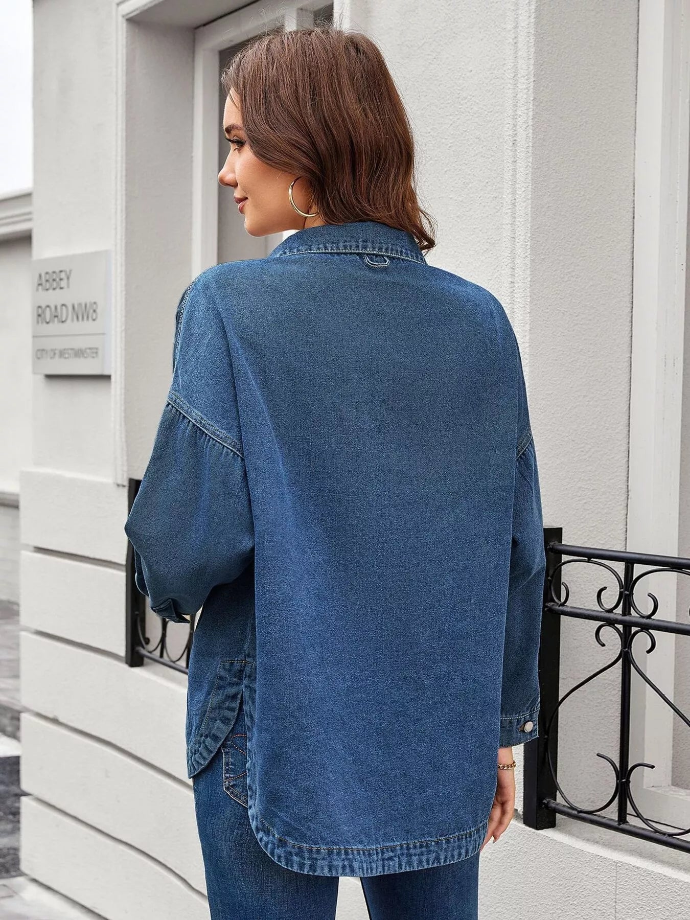 Vintage Wash Button-Down Denim Jacket - cas7m
