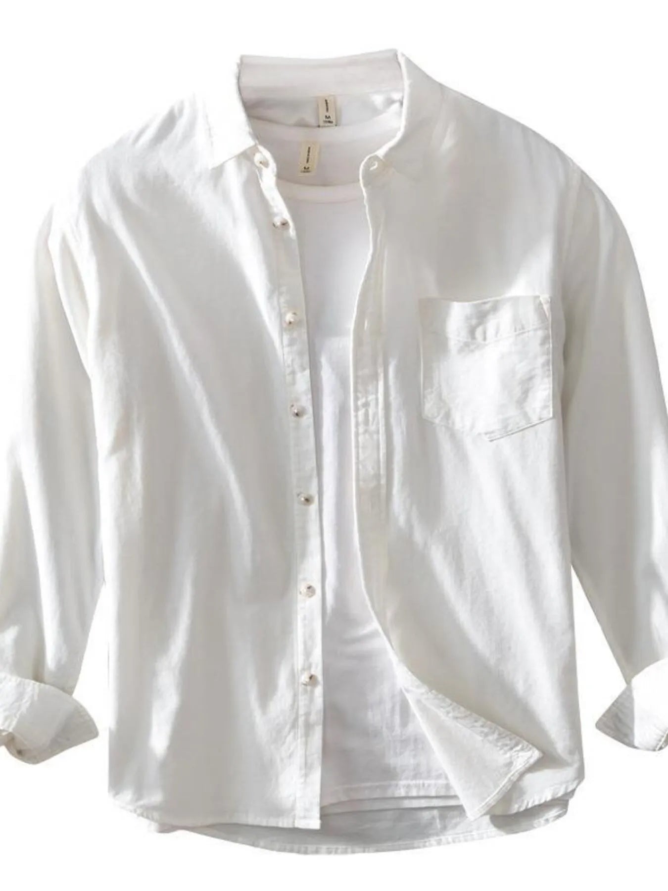 Men's Plus Size Button Up Long Sleeve Shirt - cas7m
