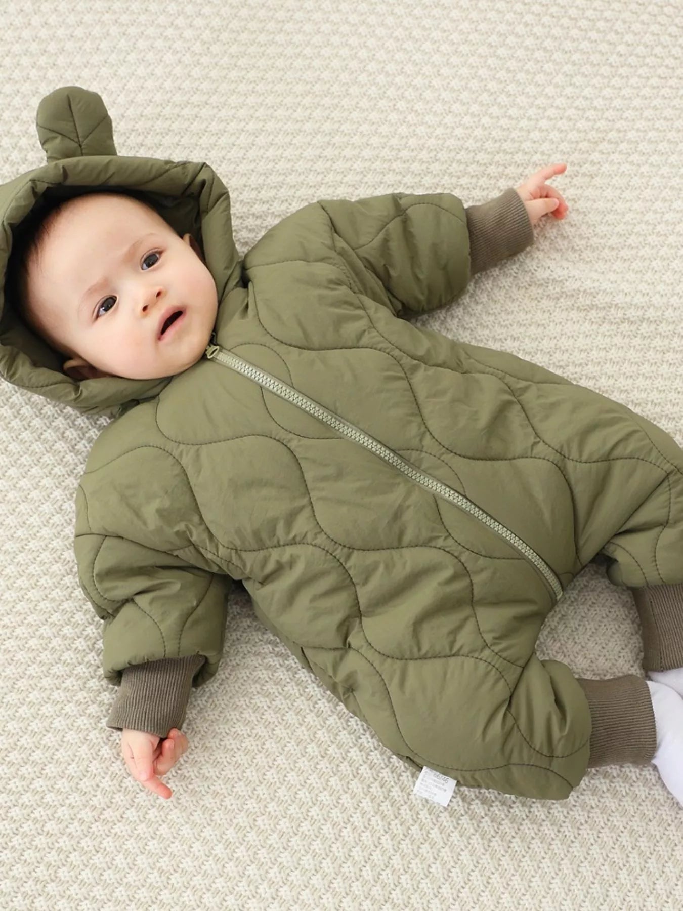 Children's Zip Front Hooded Padded One-Piece - cas7m