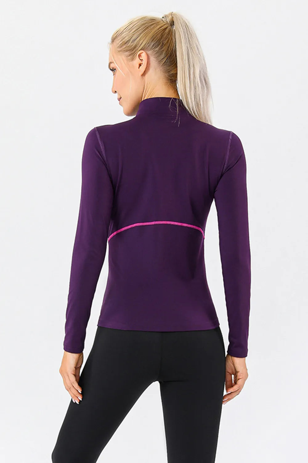 Mock Neck Quarter Zip Active T-Shirt - cas7m