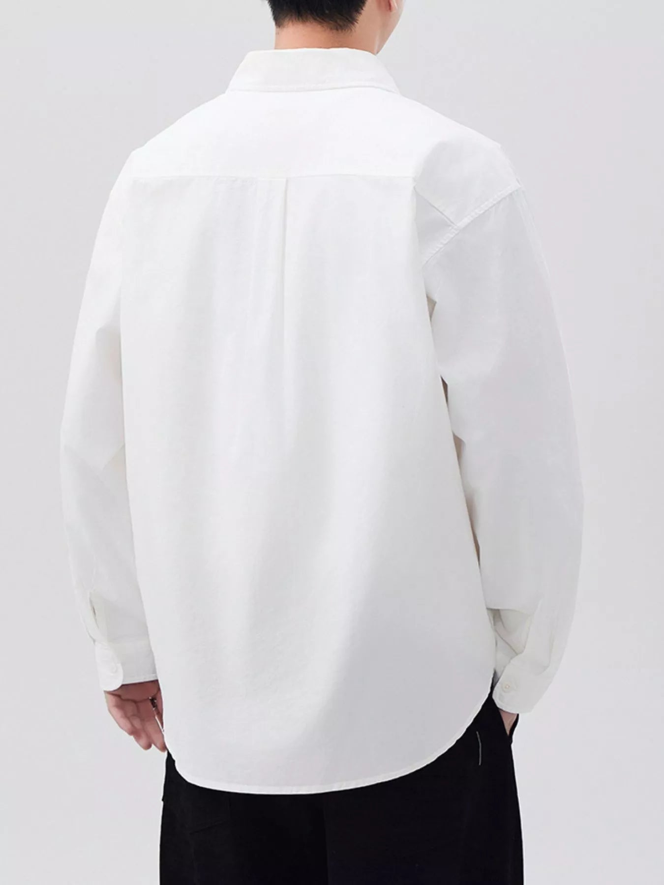 Men's Plus Size Button Up Long Sleeve Shirt - cas7m