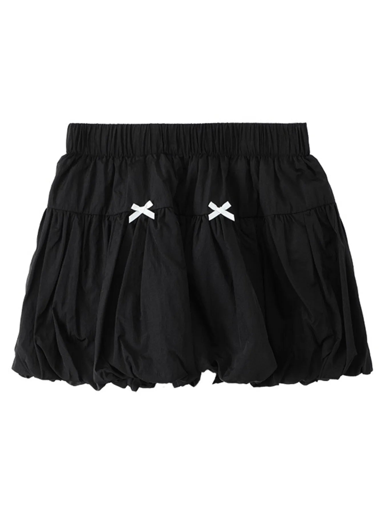 Bubble Hem Elastic Waist Mini Skirt - cas7m
