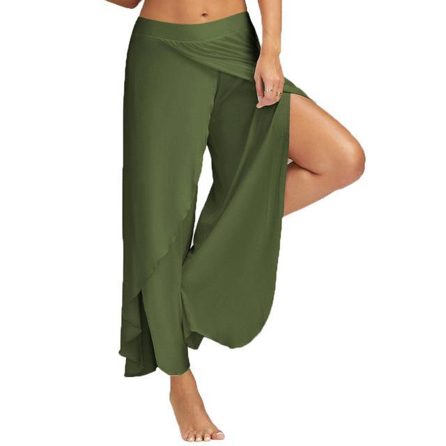 Wide Leg Split Harem Pants - cas7m