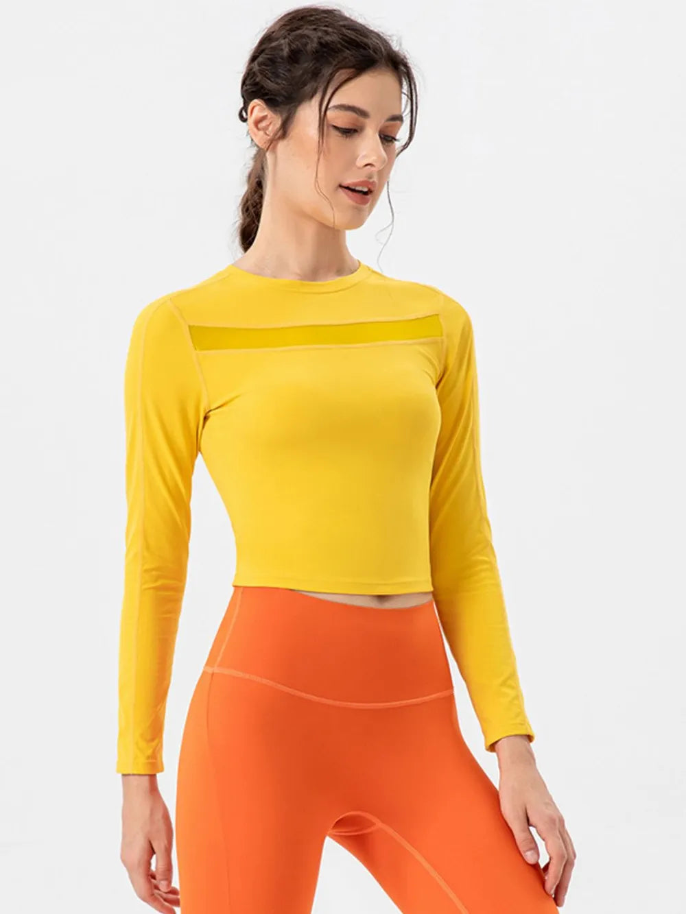 Round Neck Long Sleeve Active T-Shirt - cas7m
