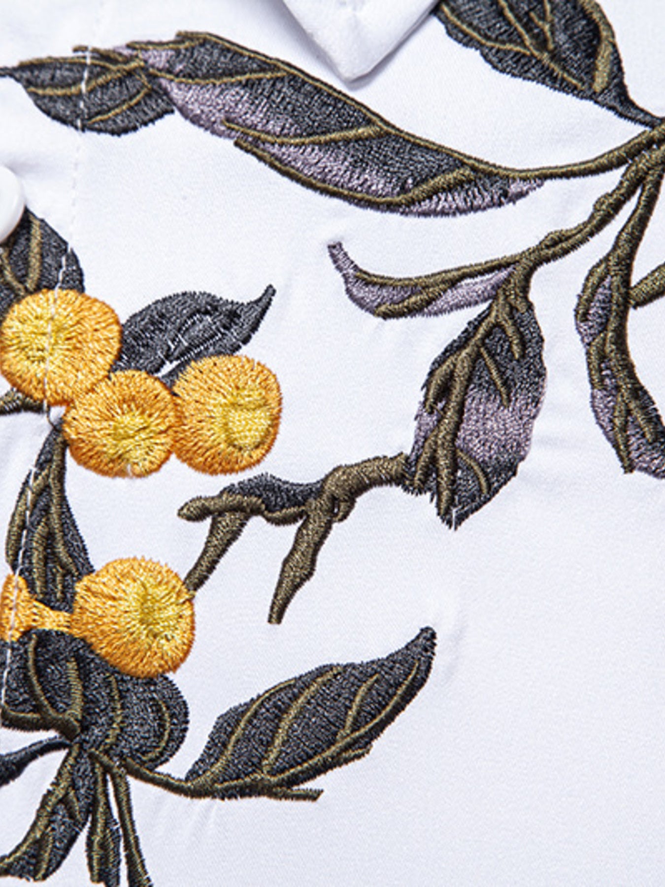 Men's Embroidered Floral Long Sleeve Shirt - cas7m