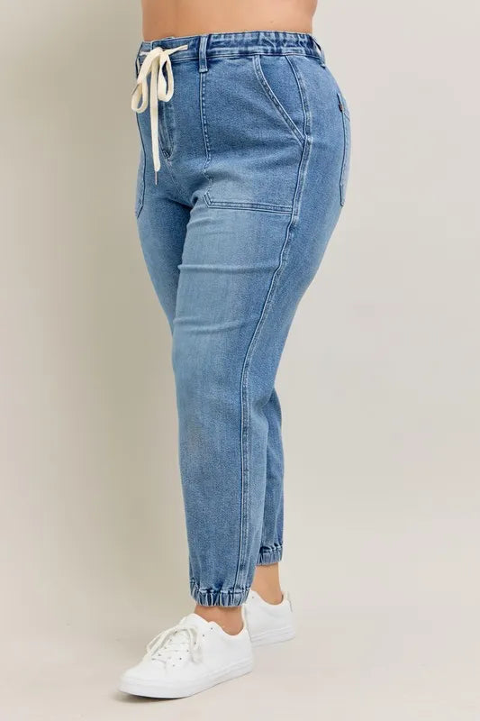 Judy Blue Full Size High Waist Denim Jogger Plus Size - cas7m