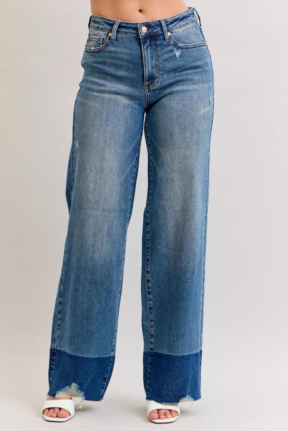 Judy Blue Raw Hem High Waist Column Straight Jeans - cas7m