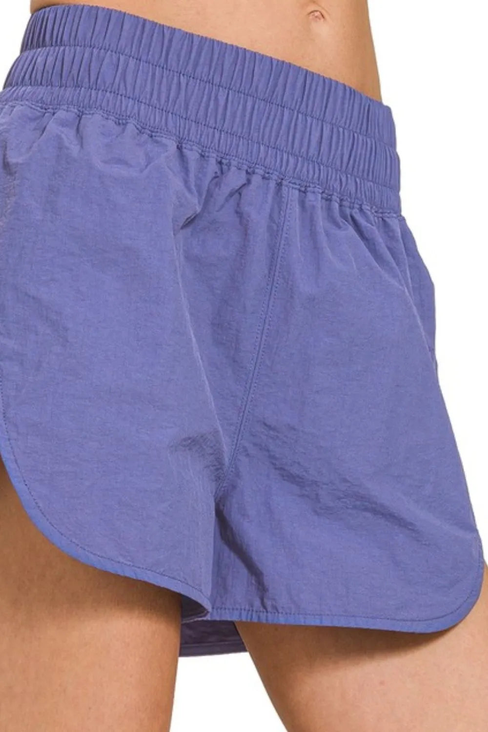 Zenana Windbreaker Smocked Waistband Running Shorts - cas7m