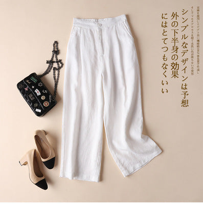 Cotton Linen Women's Wide Leg Thin Casual Pants - cas7m