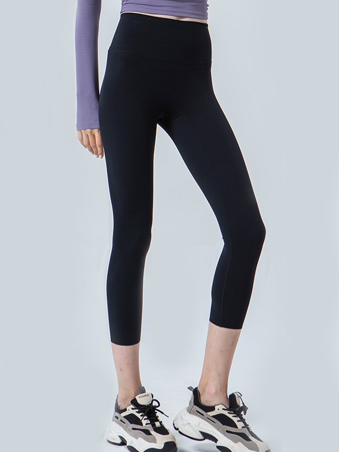 Wide Waistband Cropped Sports Leggings - cas7m