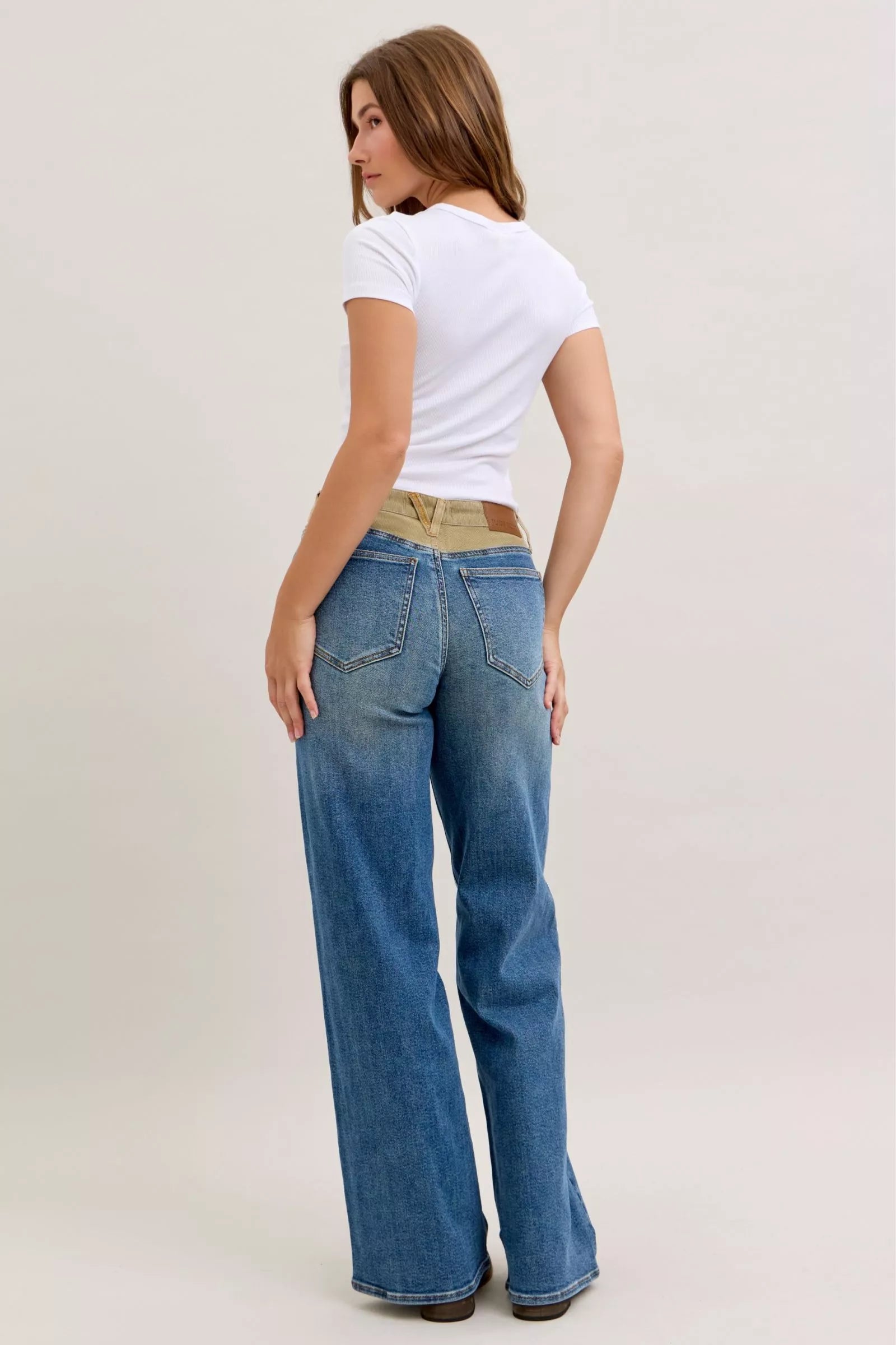 Judy Blue MR Column Straight Jeans with Corduroy Waist - cas7m