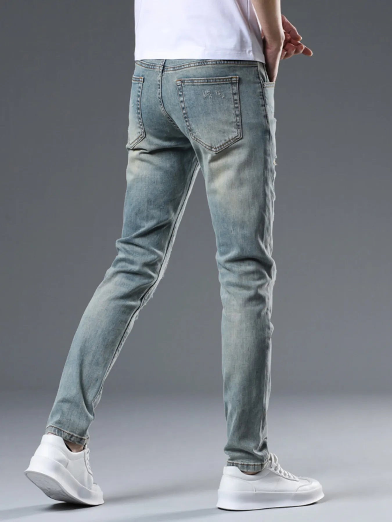 Men's Distressed Slim Fit Jeans - cas7m