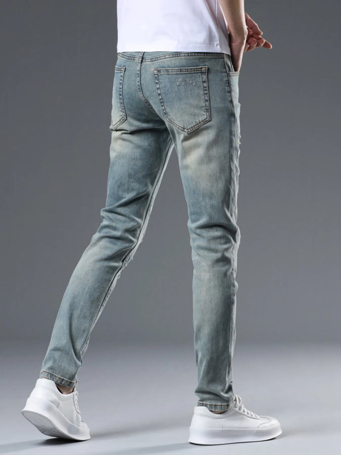 Men's Distressed Slim Fit Jeans - cas7m