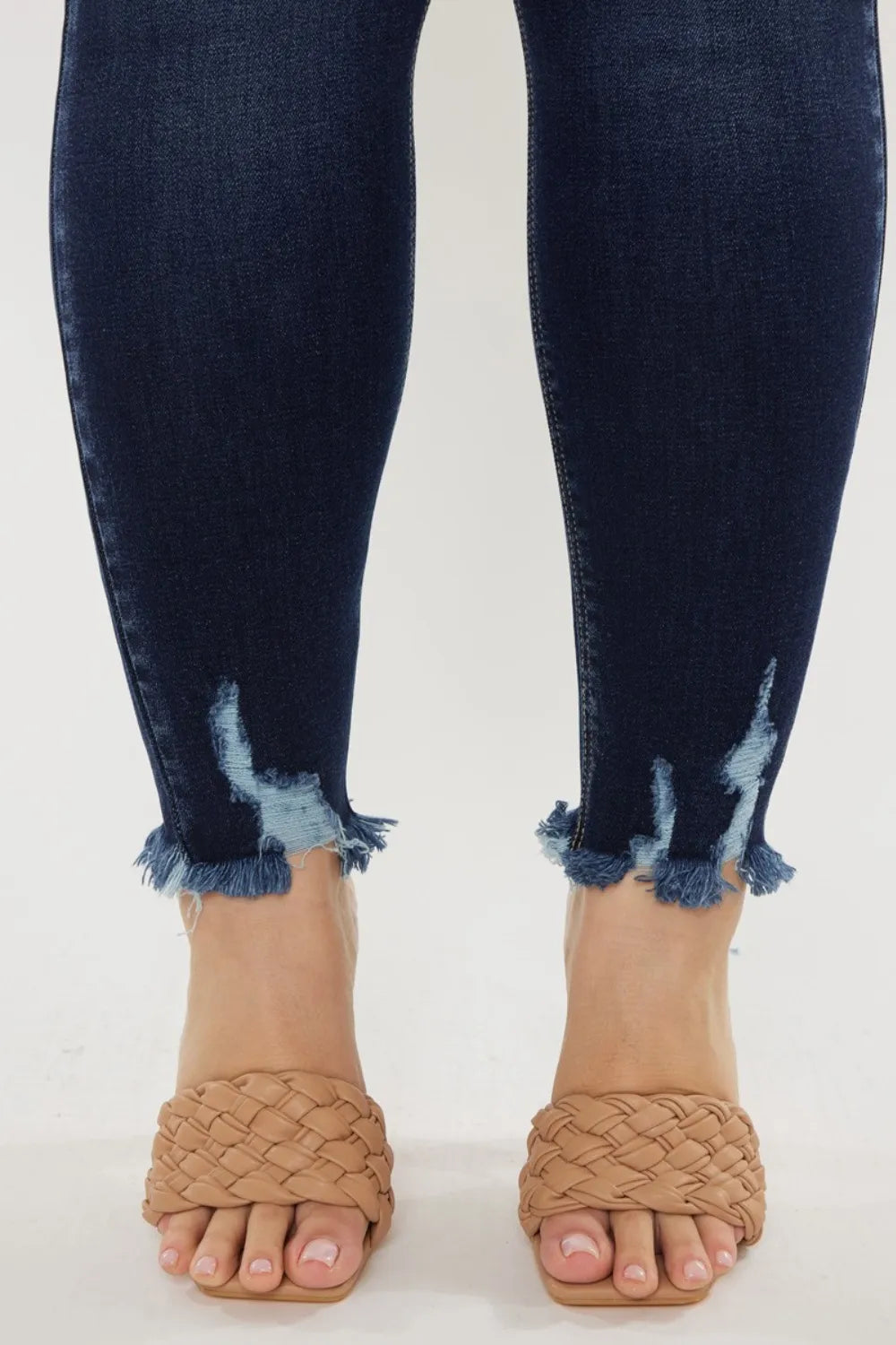 Kancan Full Size Cat's Whiskers Raw Hem High Waist Jeans - cas7m
