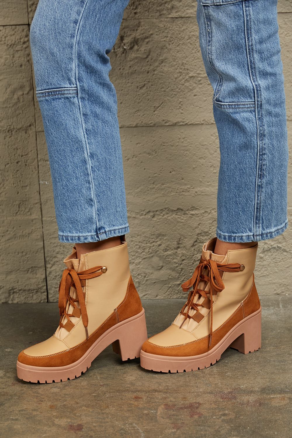 East Lion Corp Lace Up Lug Booties - cas7m