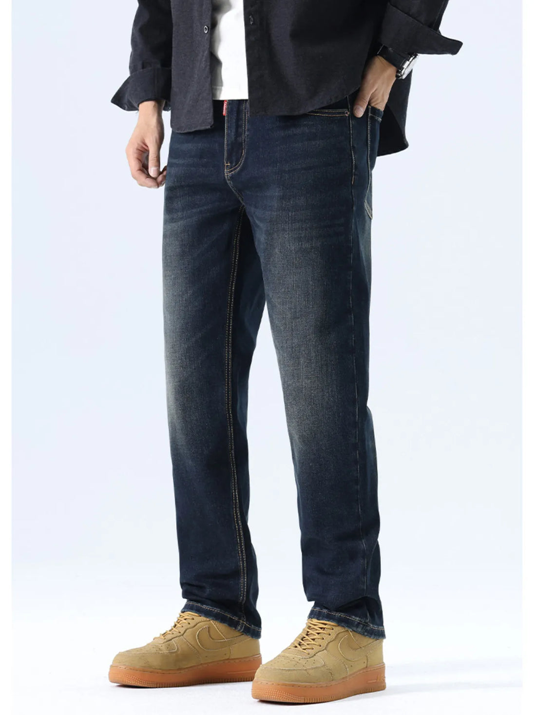 Men's Straight Leg Washed Jeans - cas7m